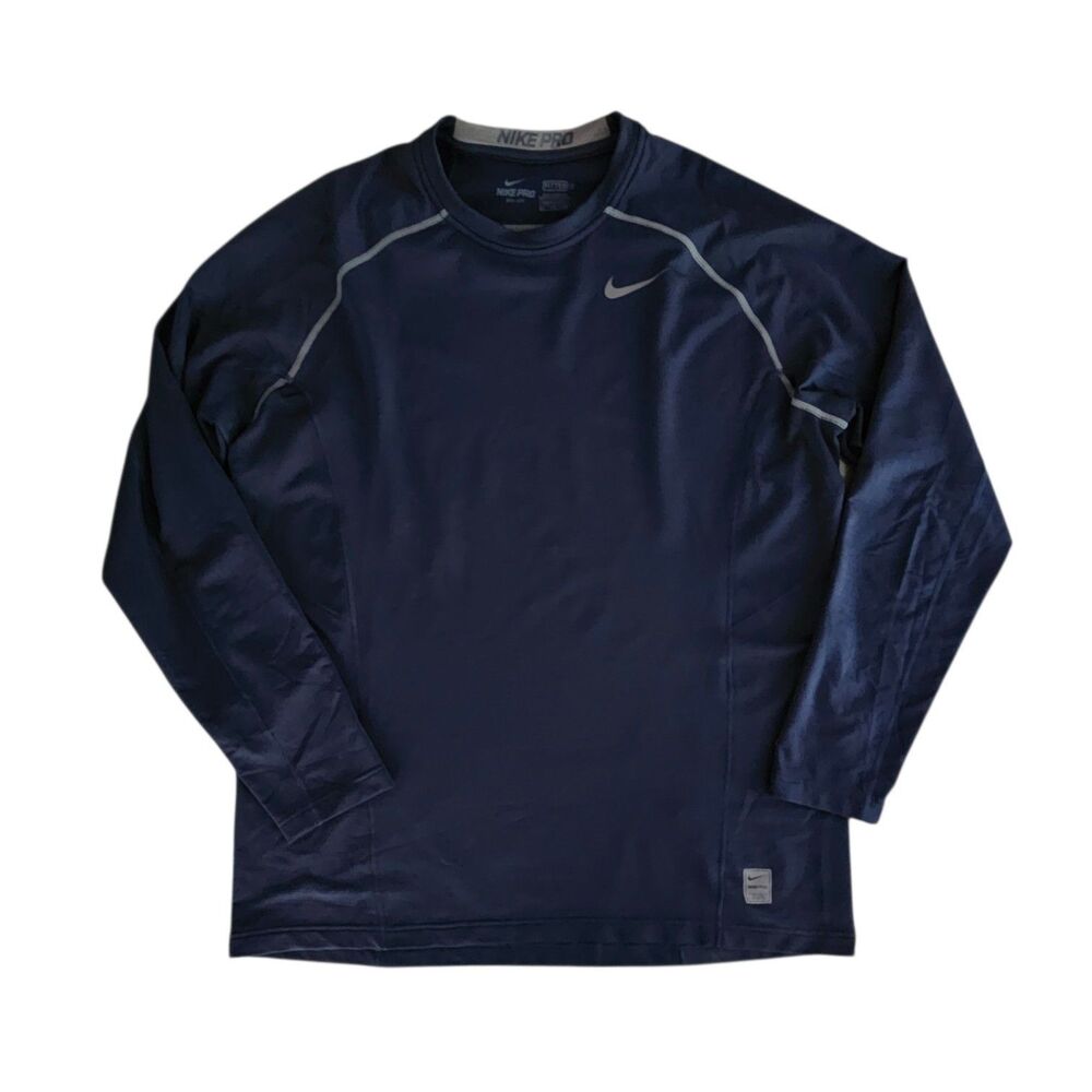 Nike Pro Pullover Mens 2XL Fitted Dri-FIT Shirt Blue Training Active Workout
